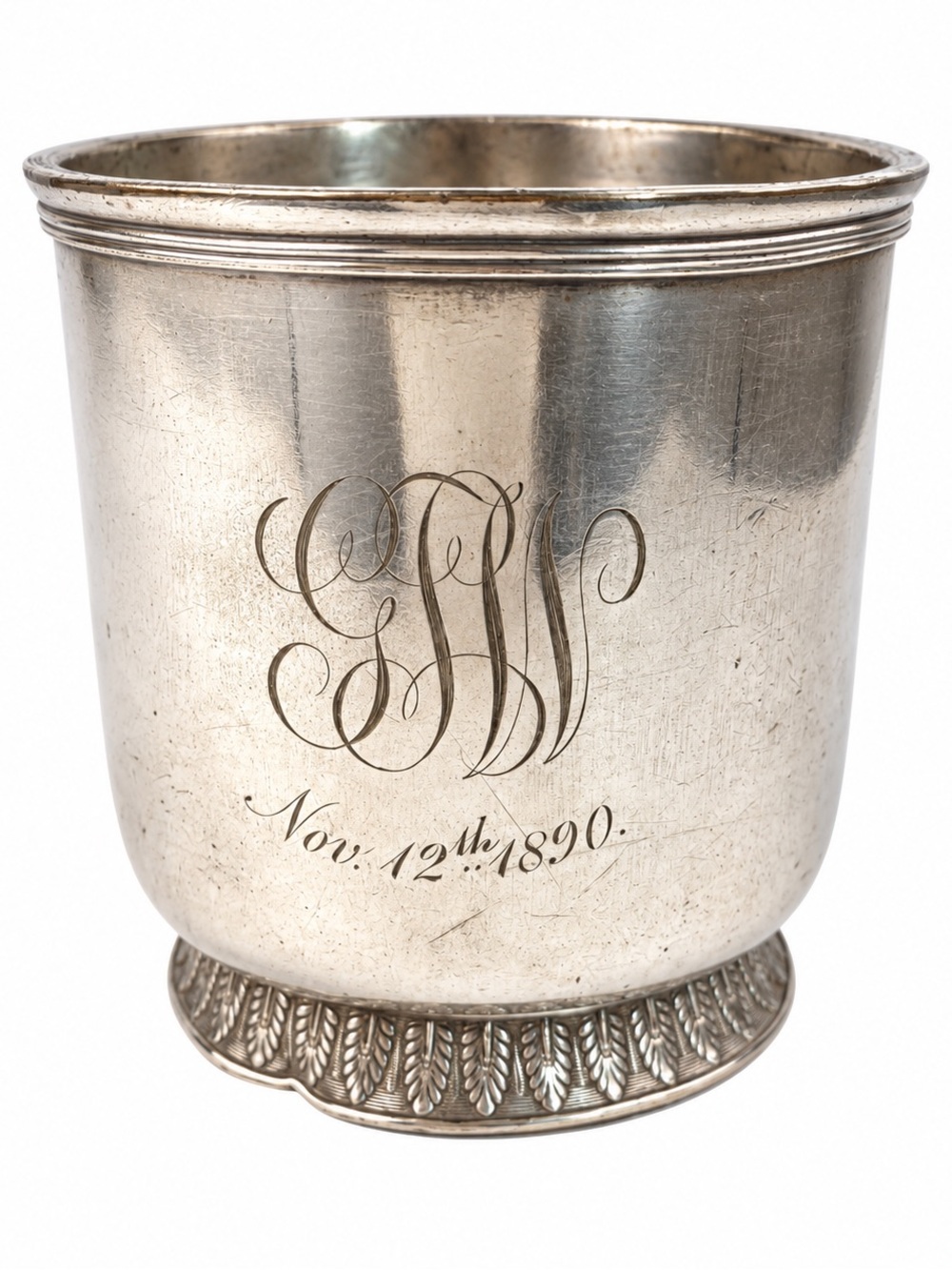 Antique Tiffany & Co Silver Soldered Shaving Mug Monogram Engraved 1890
